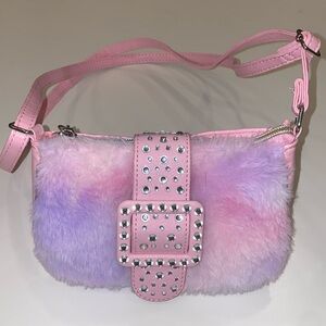Miss Gwen’s OMG Accessories PINK+PURPLE Ombré Plush Crossbody Bag.